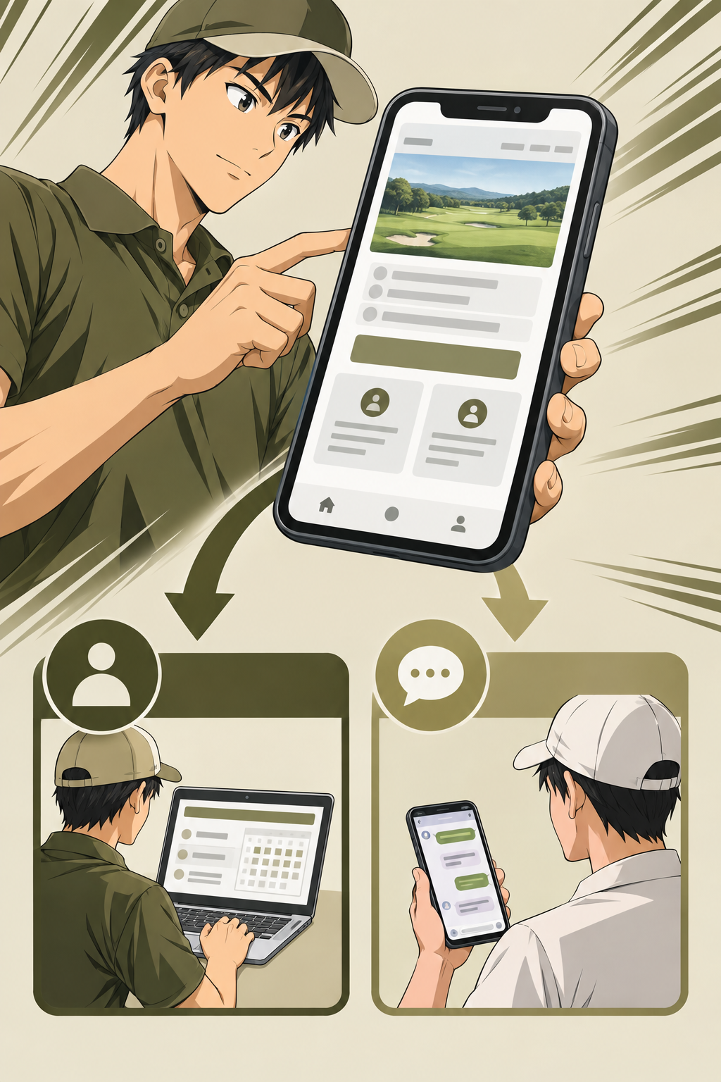 公式ページで担当者、利用区分、現在の料金を確認し、会員向けのウェブ予約案内とビジター向けの公式LINE問い合わせ案内を区別するイメージ。予約前に希望枠の条件を確かめる。